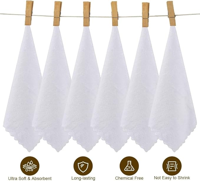 Orighty Ultra Soft Washcloths 12 Pack, Premium Microfiber Towel Sets 12 x 12 inches, Absorbent and Quick Drying Coral Velvet Washcloth, Multi-Purpose Wash Cloths for Bathroom, Hotel, and Gym (White)
