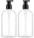 Empty Pump Bottles Dispenser 2 Pack 300ml/10.15oz. Clear Plastic Pump Bottle Dispenser for Essential Oil Soap Lotion Shampoo