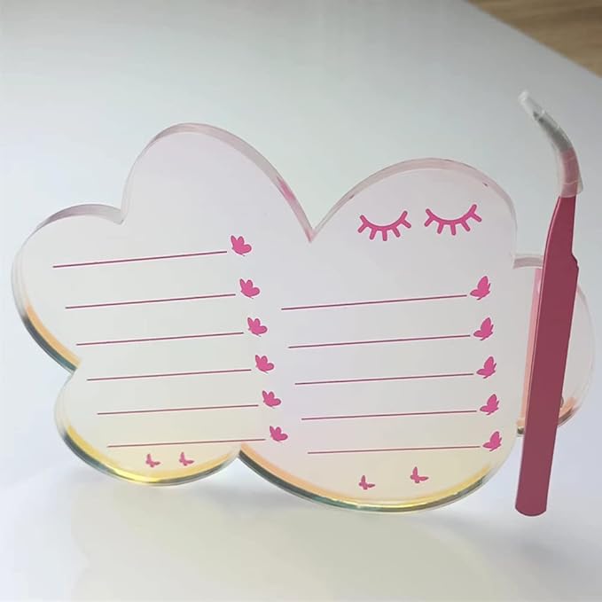 Grafting False Eyelash Acrylic Extension Pallet, Eyelash Extension Tweezers Plate Pad Makeup Palette Individual Training Tools Dazzling (Cloud-shaped A （5.51x3.94in）)
