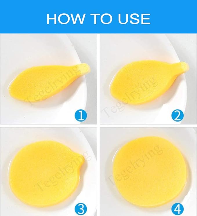 Facial Sponge Compressed,60 Pcs PVA Professional Makeup Removal Wash Round Face Sponges Spa Pads Exfoliating Cleansing for Women,Yellow,Green