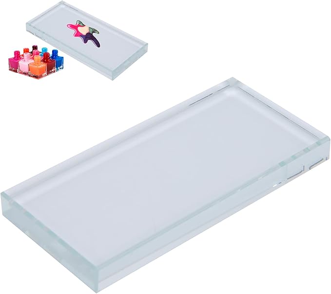 Nail Art Palette, Color Mixing Glass Rectangle Manicure Color Drawing Palette Nail Polish Pigment Mixing Plate False Eyelashes Glue Hold Makeup Palette