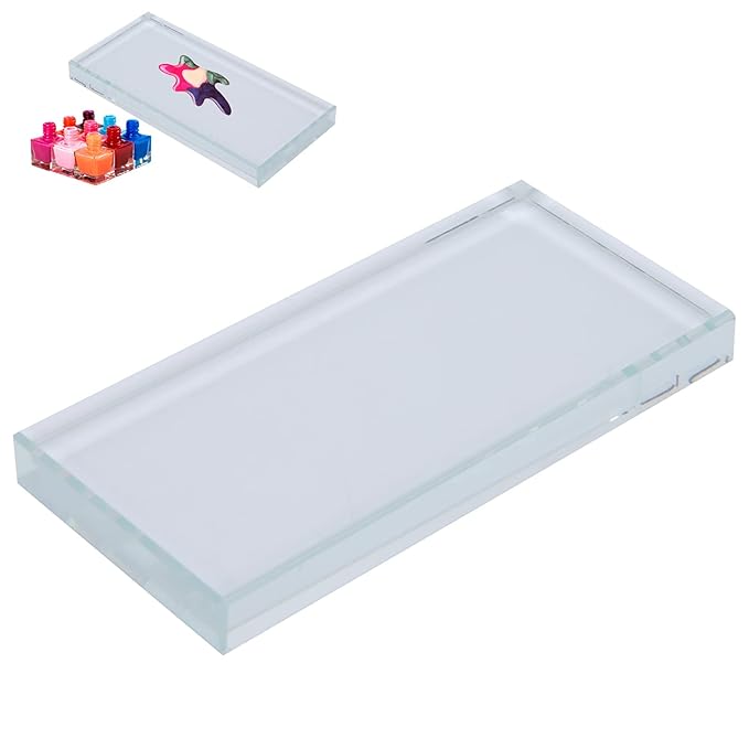 Nail Art Palette - High-Quality Glass Rectangle Makeup Blending and False Eyelash Glue Holder for Professional Use - Easy Color Mixing for Nail Art and Makeup