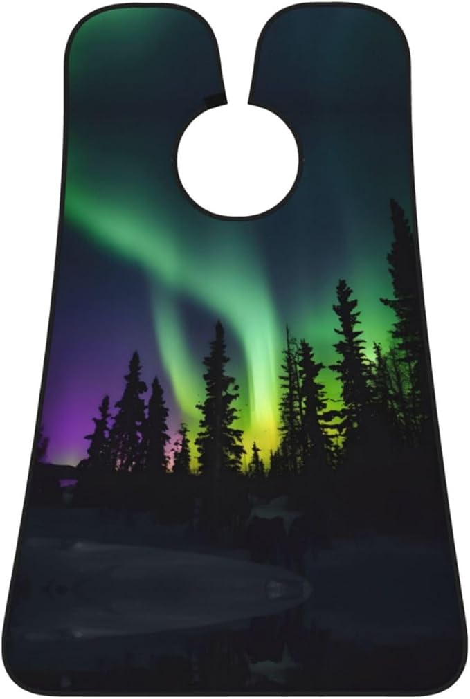 Dark Northern Lights Print Print Beard Bib Apron For Men, Beard Hair Catcher For Men Shaving Trimming,Beard Cape Cloth