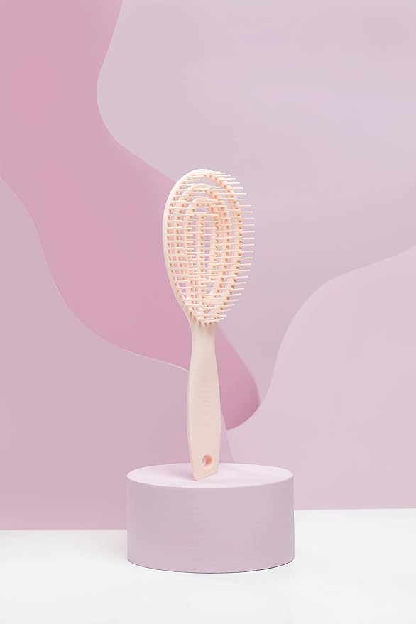 Crave Naturals FLEX DMC Detangling Brush for Natural Textured Hair - Flexible Hair Brush Detangler for Curly, Frizzy, Thick Hair - ROUND (Plastic) (Pack of 2)