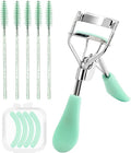 BenePoint Eyelash Curler, Lash Curler with Bonus 4Pcs Replacement Lash Pads& 5Pcs Eyelash Spoolies, Eyelash Curler Kit Portable Travel Eyelash Curler for Eyelash Extension (Green)