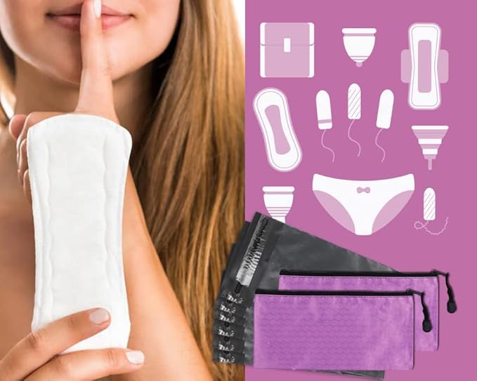 NAPKINCARE Grey Opaque Undisposable Bags - 200pcs with 2 Inner Storage Bags - Holds Tampons, Pads & Liners