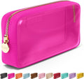Embla Clear Cosmetic Bag Makeup Case, Clear Zipper Make Up Pouch and Toiletry Travel Tote, Cute Skincare Pouches for Women Girls, Preppy Purse Cosmetic Organizer, Small Makeup Bags, Fuchsia