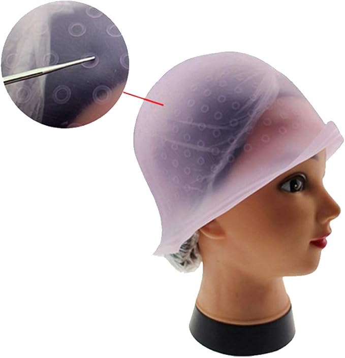 Reusable Silicone Hair Staining Cap Multicolor Hair Dyeing Cap with Metal Hooks
