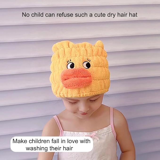 2-Pack Ultra Absorbent Boys Duck Hair Dry Wrap Towel, Cute Animal Quick Drying Cap for Kids, New Microfiber Hair Towel Wrap Dry Turban Soft Plopping Head Towels Shower Cap