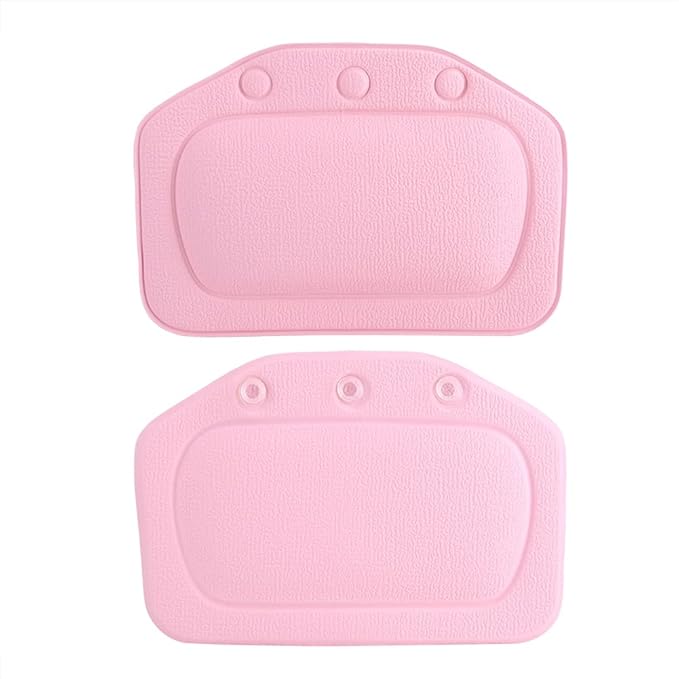 Bath Pillow, Bathtub Head Neck Support, Soft Foam Padded Spa Tub Headrest Back Shoulders Support Cushion Bathroom (Pink)