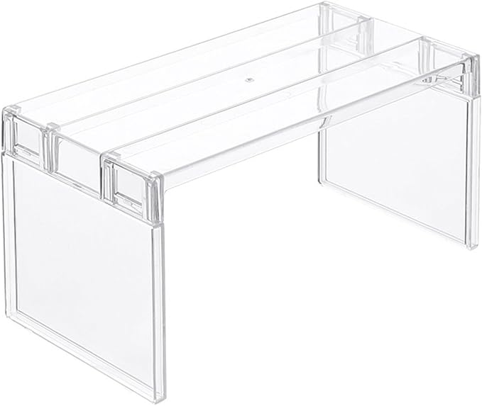 Multi Purpose Layered Fridge Rack Space Saving Kitchen Organiser Shelf Accessory Transparency Cosmetics Desktop Stand Layered Refrigerator Divider