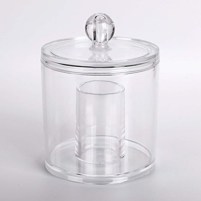 Hipiwe Cotton Ball and Swab Organizer with Lid Apothecary Acrylic Jar Makeup Qtip Organizer Bathroom Storage Canister Jar for Cotton Rounds Pads Q-tips Holder