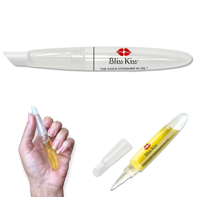 Bliss Kiss Refillable Cuticle Oil Pen for Nails - Empty 8 ml Squeeze Nail Oil Pen with brush applicator from 2-Pack