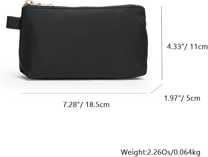 Travel Toiletry Bag for Women Cosmetic Bag with two Dividers Portable Makeup Bag Organizer (Nylon/Black)