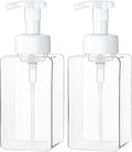 Foaming Soap Dispenser for Bathroom & Kitchen 15 Oz, Refillable Foam Hand Soap Dispenser for Liquid Soap, 2Pcs Foam Pump Bottle with Waterproof Labels, Clear