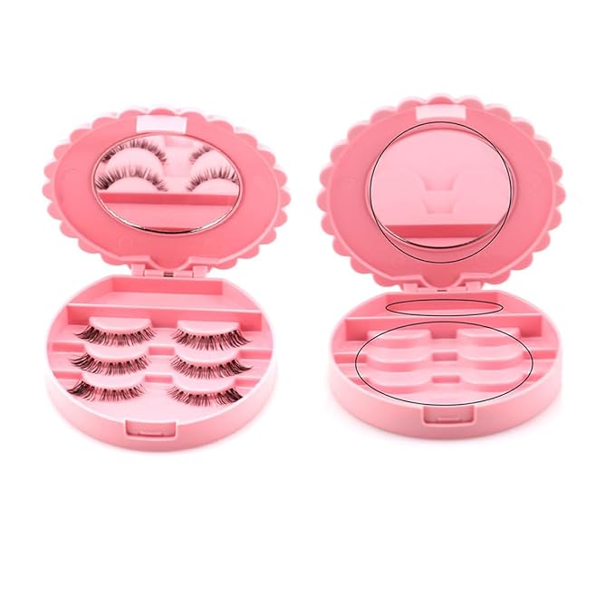 False Eyelash Storage Case with Mirror, Portable Bowknot Makeup Organizer Box for Women, Compact Cosmetic Organizer for Fake Eyelashes and Beauty Tools