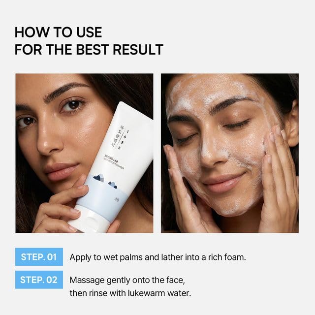 ROUND LAB 1025 Dokdo Cleanser 5.07 Fl Oz, Low pH Facial Cleanser for Sensitive Skin, Rich Soft Bubbles for Deep Cleansing and Makeup Removal, Hydrating Face Wash with Deep Sea Water, Korean Skin Care
