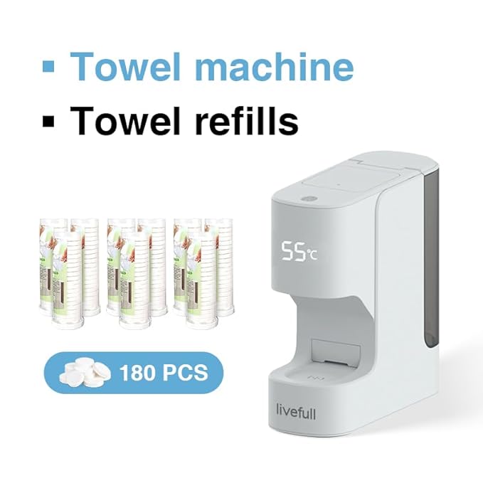 Towel Refills for Hot Face Towel Heater Machine, White, 180 Count, 20pcs per Roll
