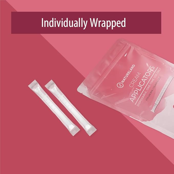 Natureland Personal Applicators for Gels and Creams, Individually Wrapped Disposable Applicators with Smooth Comfort Tip, Daily Intimate Wellness Tool [2x30 Pack]
