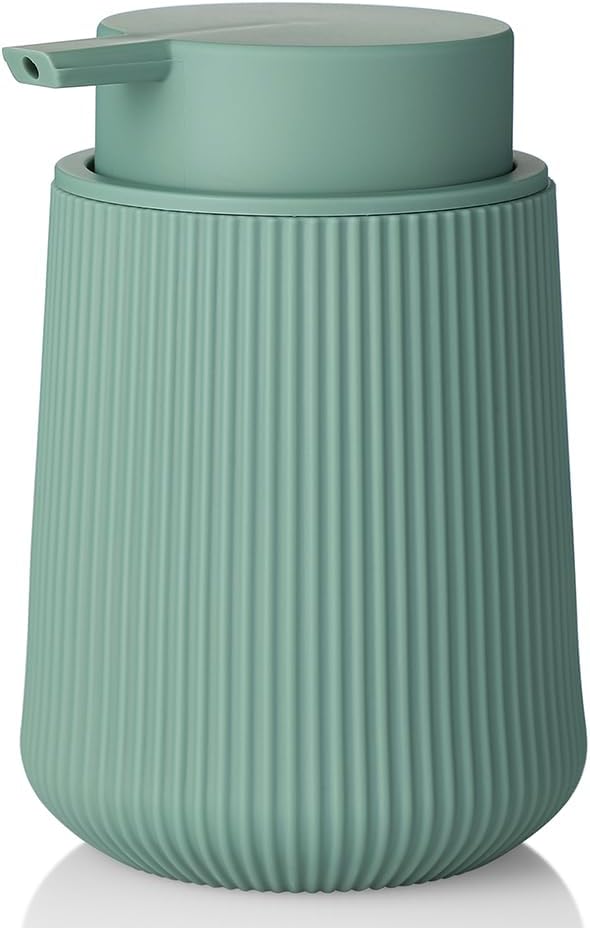 Striped Liquid Hand Soap Dispenser with Leak-Proof Pump for Bathroom and Kitchen Countertop 11oz Sage Green