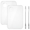 4 Pcs Makeup Mixing Tray, Acrylic Cosmetic Makeup Palette with Make Up Spatula, Make Up Mixing Palette Foundation Palettes for Beauty Salon Color Cream Liquid Foundation Mixing Palettes