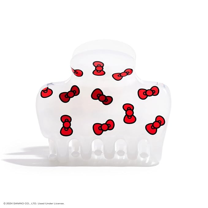 Kitsch x Hello Kitty Medium Hair Clips for Women – Strong Hold Claw Clips for Thick or Thin Hair – Recycled Plastic, Non-Slip, Durable | Ideal Gifts For Women - White with Red Bows