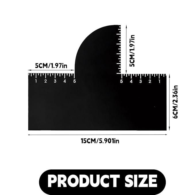 Enhancement Card for Barbers with Measurement Indicators, Reusable Hairline Shaping Tool, Color Spray Edge Line Up Tool, Barber Accessories for Precise Hairline & Beard Styling - Black