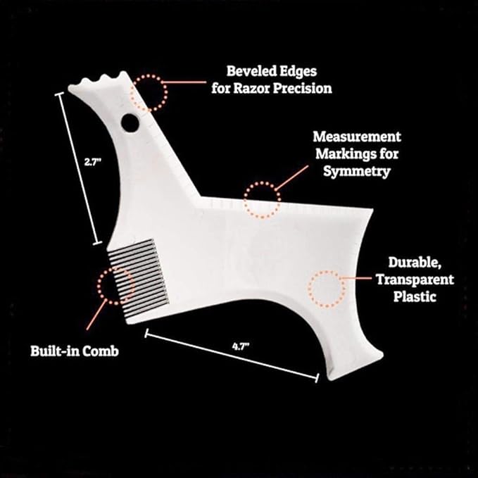 Beard Shaper Template Shaping Tool,Kucheed Premium Quality Template Shaping for Goatee Mustache Sideburns Facial Hair Trimming Grooming Guide for Men Jaw Cheek Neck Line Symmetric Curve
