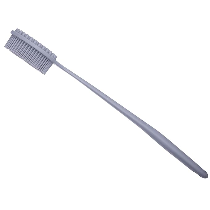DNC Silicone Back Scrubber for Shower Bath Body Brush with Long Handle (Gray)