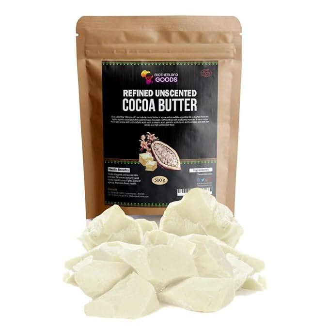 Refined Cocoa Butter Chunks - Perfect for DIY and Craft Projects, Organic Body Moisturizer for Sensitive Skin, Anti-Aging, & Scars - Unscented Cocoa Butter From Ghana - (3 LBs)