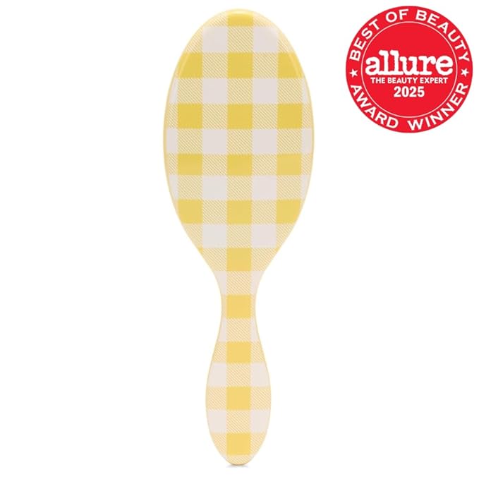 Wet Brush Original Detangler, Golden Gingham (Coastal Charm), Ultra-Soft IntelliFlex Bristles Glide Through Tangles, Detangling Hair Brush (Wet & Dry), Women & Men, Limited Edition