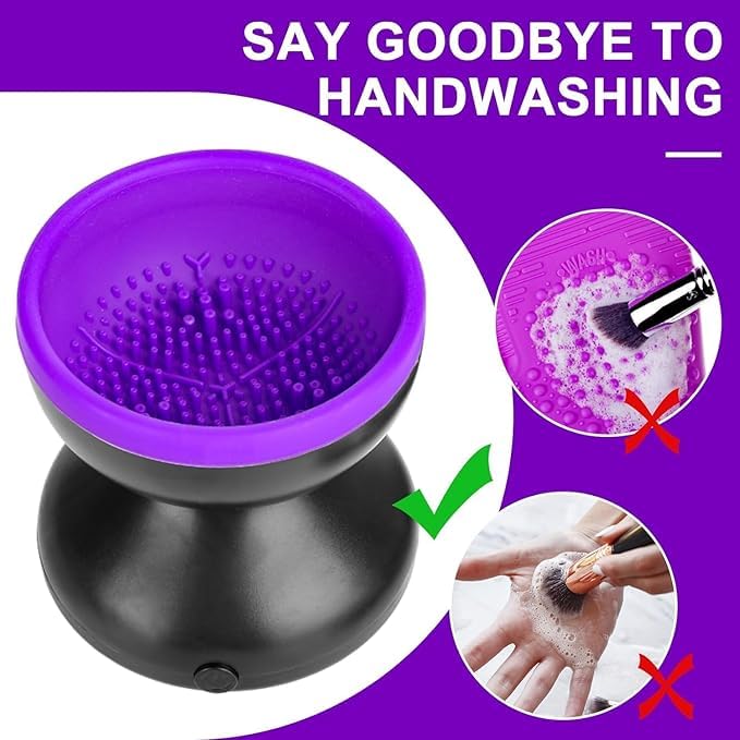 Portable Electric Makeup Brush Cleaner Machine，USB Cosmetic Brush Cleaner Tools Automatic Brush Silicone Brush Spinner Wash and Dry Deep Cleaning Machine (C)