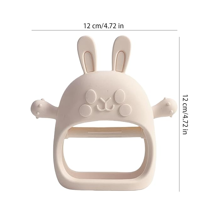 Children Teething Toy, Soft Flexible Texture, 12x12x4.5cm, Gum Massager, Care Accessories, Adorable Bunny Design, Ideal for 6-12 Months Boy Girl