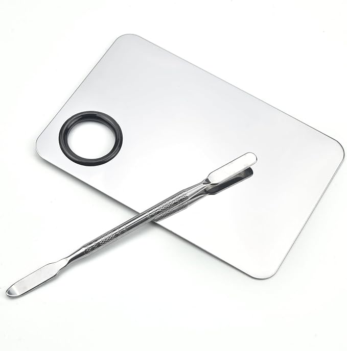 Makeup Mixing Palette, Stainless Steel Makeup Palette, Professional Cosmetic Mixing Makeup Palette Spatula Makeup Artist Tool (Small)