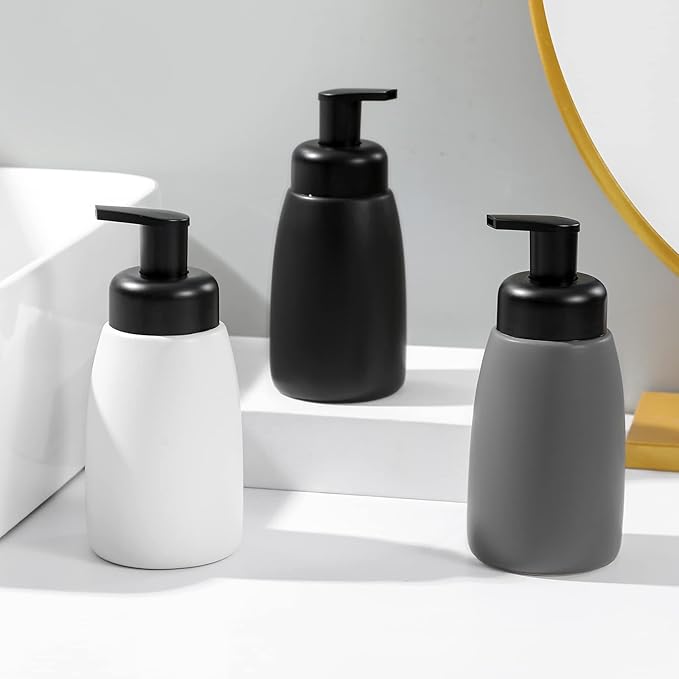 UUJOLY Foaming Hand Soap Dispenser, Ceramic Jar, White, 2 Pack