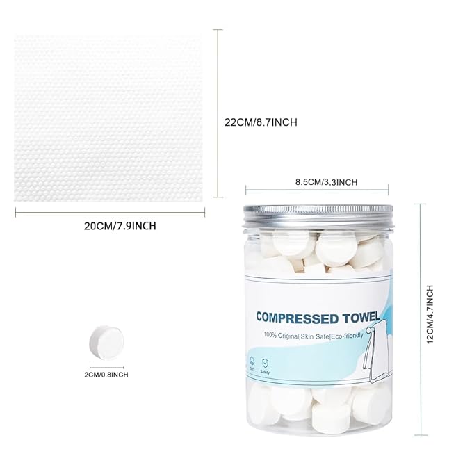 Canned Compressed Towels,100PCS Disposable Compressed Tissue Paper Towel Portable Mini Tissue for Travel,Sport,Camping,Outdoor Activities