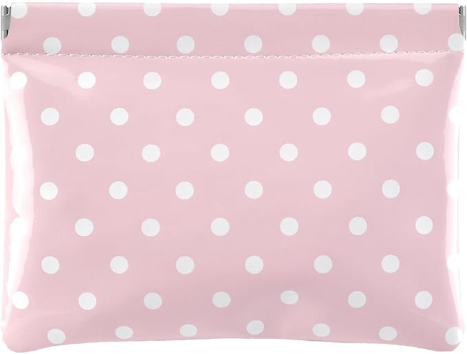 Dots Leather Makeup Pouch Set for Women Small Make Up Bag for Purse Waterproof Initial Makeup Cosmetic Bags Pouches for Purse Aesthetic Travel Toiletry Bag,Pink White
