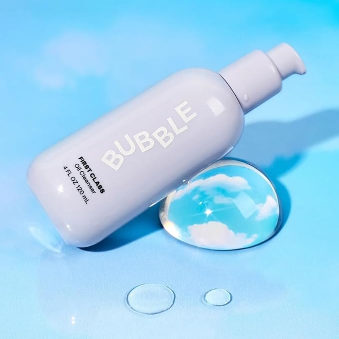 Bubble Skincare First Class Face Oil Cleanser - Facial Cleansing Oil + Makeup Remover Enriched with Rosehip Seed Oil + Sunflower Seed Oil to Nourish + Soothe Skin (4 fl oz)