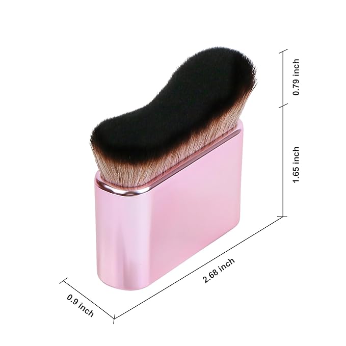 Yoseng Self Tan Brush for Body - Self Tanner Brush with Wavy Vegan Bristles, Pink Rose Gold Handle - Multiuse Body Makeup Brush for Sunscreen, Lotion & Tanning Mousse