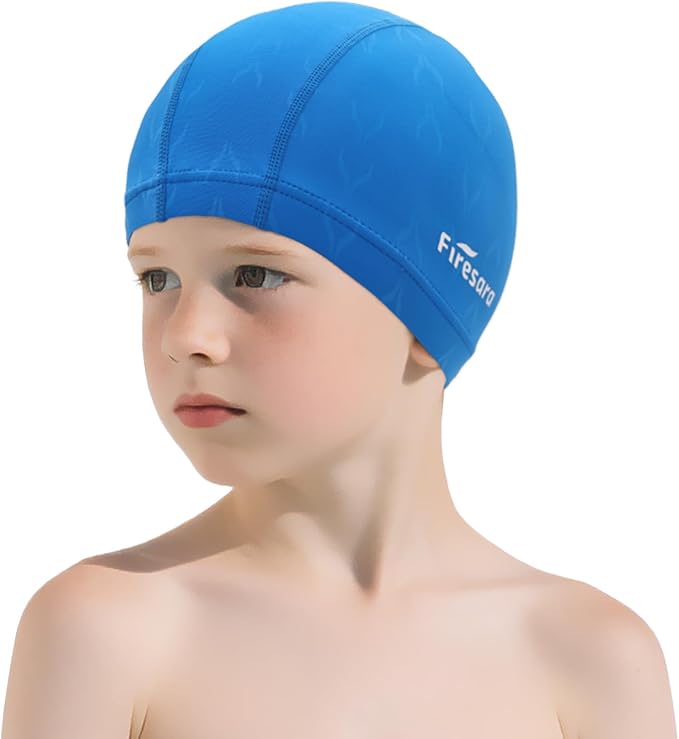 Firesara Fishtail Fabric Swim Cap for Men Women, Breathable High Elasticity Swimming Cap Hair Protection Quick Dry Soft for Long Hair Short Hair, Kids Boys and Girls