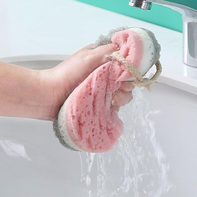 4-Pack Large Size Cleansing loofah Bath Sponge, Shower deep exfoliating Sponge, Rich Foam Bath Sponge