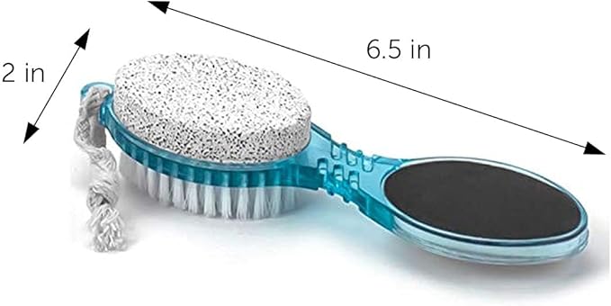 DecorRack (4 in 1) Pedicure Paddle Kit Tool with Pumice Stone for Feet, Foot Hand Toe Nail Cleaning Brush, Metal File and Emery Board, Manicure Foot Rasp Callus Remover Pedi Set (Blue, 1 Pack)