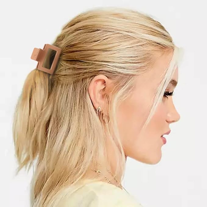 Ahoney 4 Pack Hair Clips: 2 Matte Clips, Square Claws for Thin and Thick Hair, Cute for Women