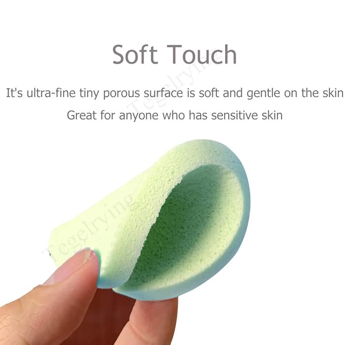 Facial Sponge Compressed,60 Pcs PVA Professional Makeup Removal Wash Round Face Sponges Spa Pads Exfoliating Cleansing for Women,Green
