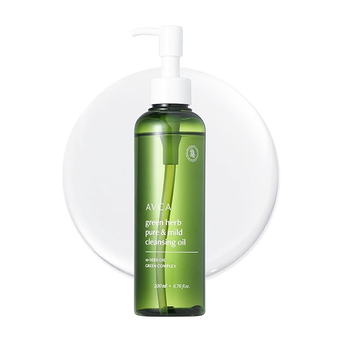 AVCA Green Herb Blackhead Cleansing Oil – Makeup Dissolving & Pore-Clearing Cleanser with Plant Oils, Vitamin E & Squalane, Light-Feel Cleanse, K-Beauty for Normal to Oily Skin, 6.76 fl oz (200 mL)