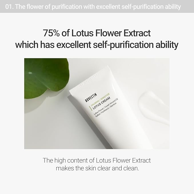 ROVECTIN Calming Lotus Water Cream (2.1 fl.oz, 60ml) Moisturizer + Aqua Cleansing Gel (5.9 fl. oz, 175ml) pH| Bundle [2 Pack]