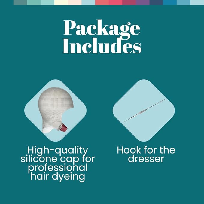 DOMPEL Sparta 2.4K Silicone Highlight Hair Cap | 2,400 Strategically Positioned Holes | Hair Coloring Highlighting Cap & Hook Hair Salon | Reusable silicone cap with metal needle (2 PCS)
