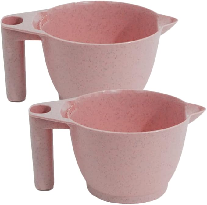 minkissy Hair Dye Mixing Bowl 2-Pack Portable Plastic Color Bowls with Ergonomic Handles for Salon and Home Hair Coloring and Tinting Easy to Clean 6.69X3.54X3.14 Inches