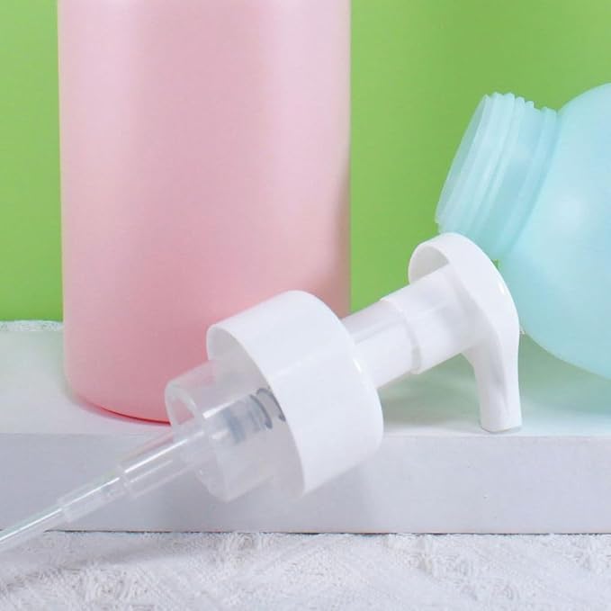 Plastic Foaming Hand Soap Dispenser,Toddler Bar Soap Cute Kids Dispenser for Bathroom Refillable Pump Bottles for Kitchen Liquid Shampoo Body Wash 10oz 300ml (1, White)