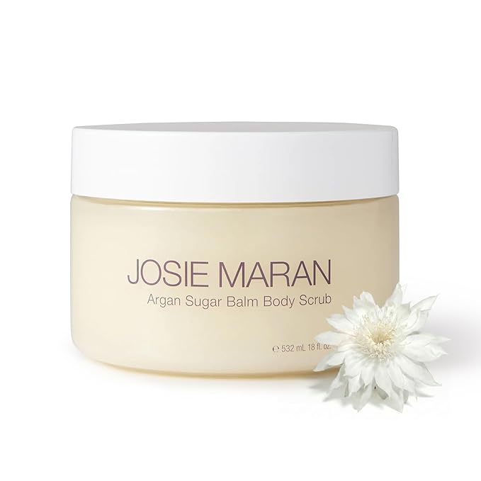 Josie Maran Argan Sugar Balm Body Scrub - Exfoliating Sugar Scrub with 100% Pure Argan Oil & Coconut Oil - Softens, Smoothes & Hydrates Dry Skin - Vegan + Cruelty Free - Night Flower (18 oz)